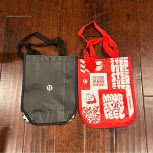Lululemon Small Black and Red Graphic Tote Bag Set